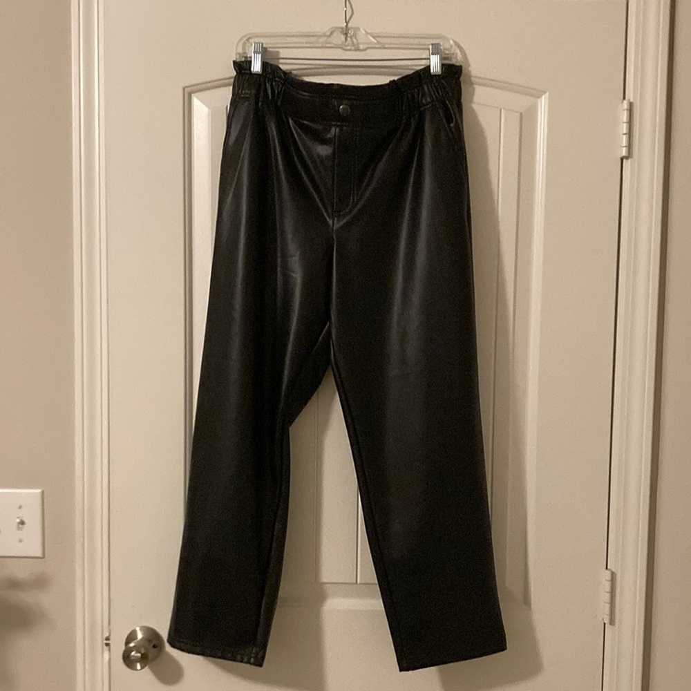 Loft highwaist pull on faux leather pant